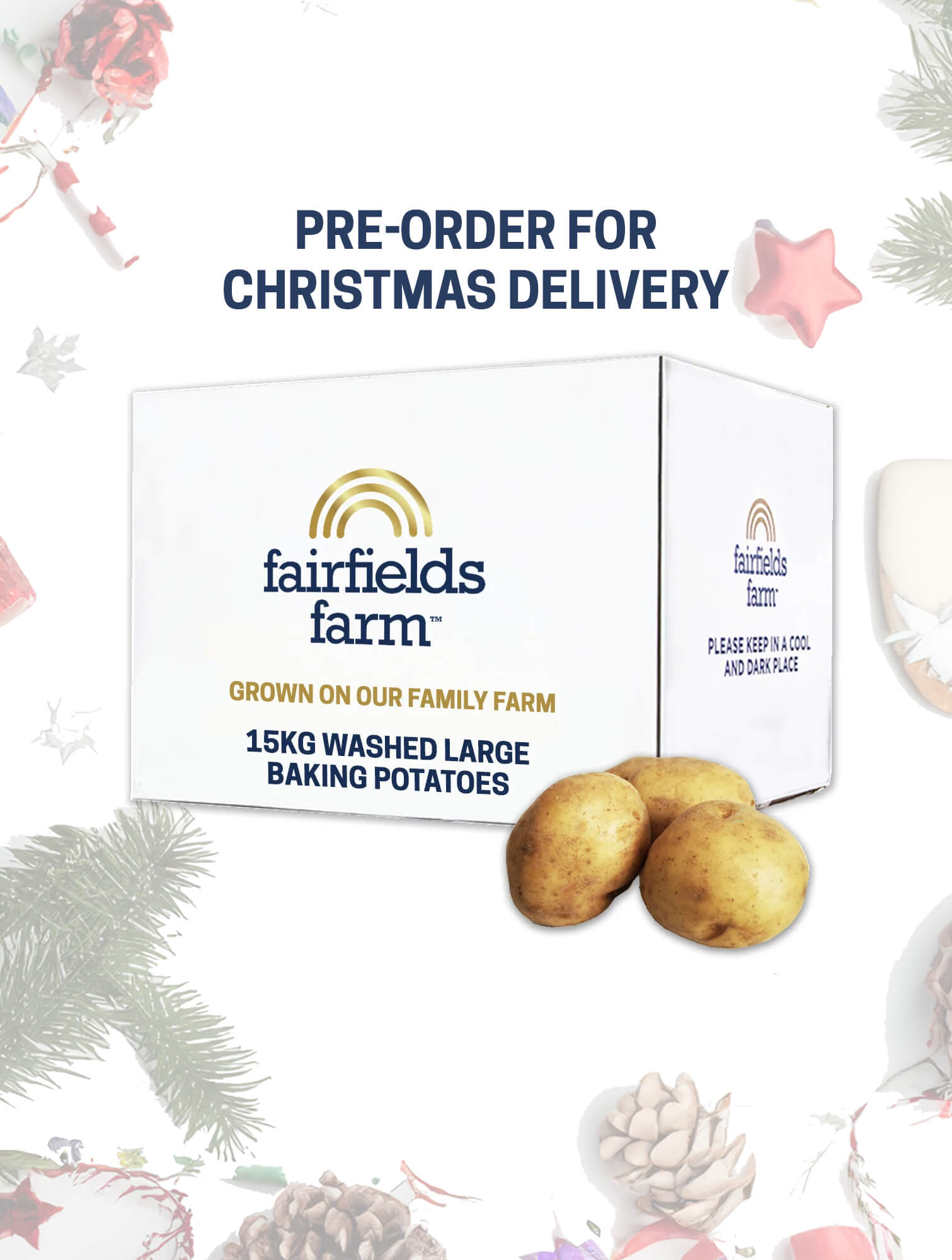 Christmas Pre-Order: 15kg Washed Large Baking Potatoes